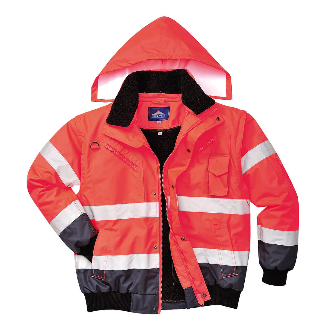 Portwest C465 Hi-Vis 3-in-1 Contrast Bomber Jacket Red Navy