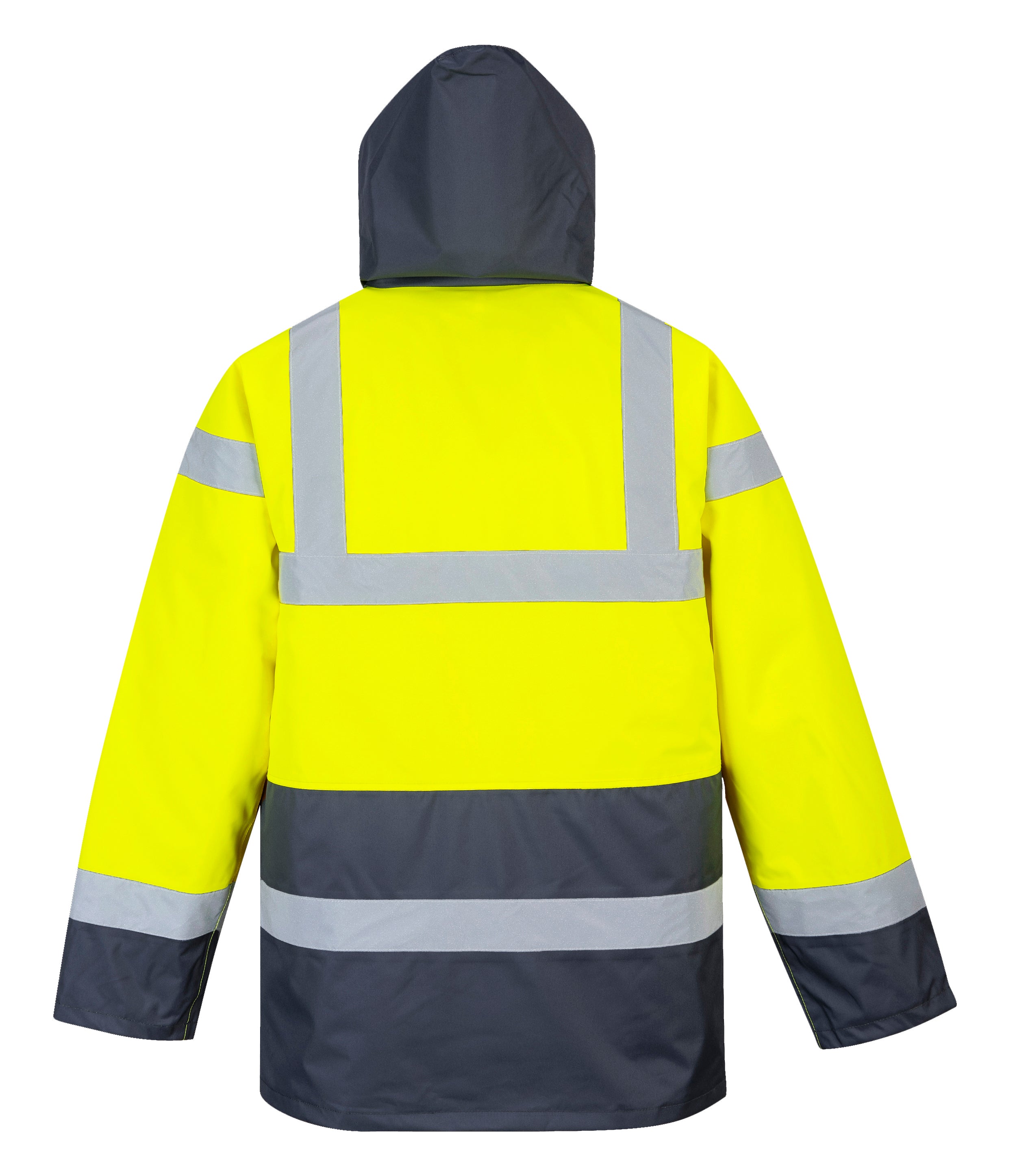 Portwest S466 Hi-Vis Contrast Winter Traffic Jacket Yellow Navy_Rear